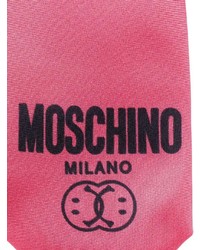 Мужской розовый шелковый галстук с принтом от Moschino