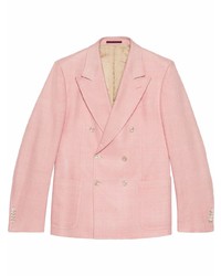 Мужской розовый шелковый двубортный пиджак от Gucci