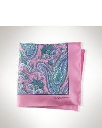 Розовый шелковый нагрудный платок с принтом