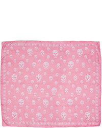 Женский розовый шелковый шарф с принтом от Alexander McQueen