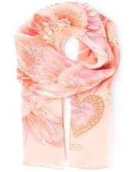 Женский розовый шелковый шарф с цветочным принтом от Salvatore Ferragamo