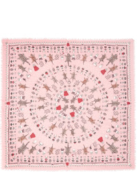 Женский розовый шелковый шарф от Alexander McQueen