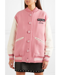 Женский розовый шерстяной бомбер от Miu Miu