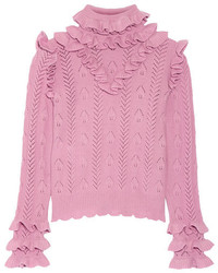 Женский розовый шерстяной вязаный свитер от Gucci