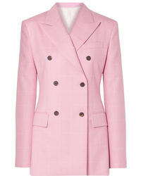 Женский розовый шерстяной двубортный пиджак в клетку от Calvin Klein 205W39nyc