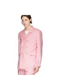 Мужской розовый шерстяной двубортный пиджак от Burberry