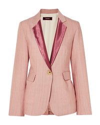 Розовый шерстяной пиджак в вертикальную полоску
