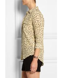 Светло-коричневая блуза на пуговицах с леопардовым принтом от Equipment