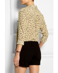Светло-коричневая блуза на пуговицах с леопардовым принтом от Equipment