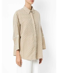 Светло-коричневая блуза на пуговицах с принтом от Martha Medeiros