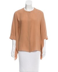 Светло-коричневая блуза с коротким рукавом