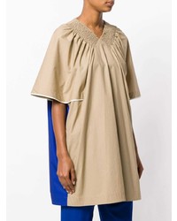 Светло-коричневая блуза с коротким рукавом со складками от Marni