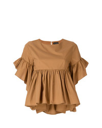 Светло-коричневая блуза с коротким рукавом от Roberto Collina