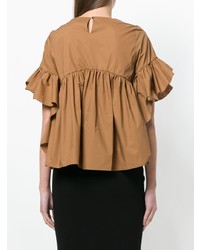Светло-коричневая блуза с коротким рукавом от Roberto Collina