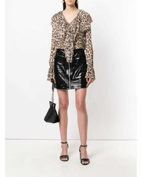 Светло-коричневая блузка с длинным рукавом с леопардовым принтом от Twin-Set