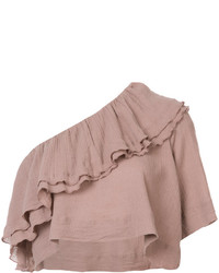 Светло-коричневая блузка с рюшами от Apiece Apart