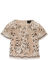 Светло-коричневая блузка с украшением от Needle & Thread