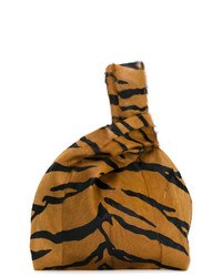 Светло-коричневая большая сумка из плотной ткани с леопардовым принтом от Simonetta Ravizza
