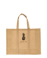 Светло-коричневая большая сумка из плотной ткани с принтом от OSKLEN