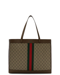 Светло-коричневая большая сумка из плотной ткани от Gucci