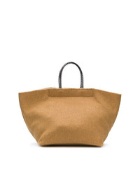 Светло-коричневая большая сумка из плотной ткани от MM6 MAISON MARGIELA