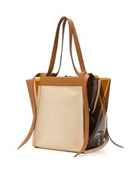 Светло-коричневая большая сумка из плотной ткани от Elena Ghisellini