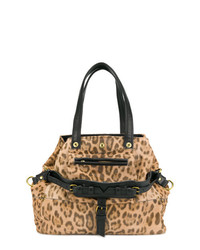 Светло-коричневая большая сумка с леопардовым принтом от Jerome Dreyfuss