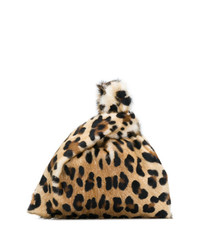Светло-коричневая большая сумка с леопардовым принтом от Simonetta Ravizza
