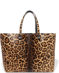 Светло-коричневая большая сумка с леопардовым принтом от Victoria Beckham
