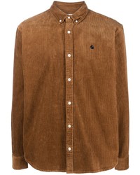 Мужская светло-коричневая вельветовая рубашка с длинным рукавом с вышивкой от Carhartt WIP