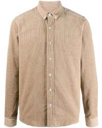 Мужская светло-коричневая вельветовая рубашка с длинным рукавом от Ami Paris