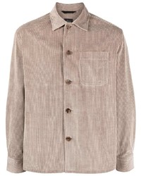 Мужская светло-коричневая вельветовая рубашка с длинным рукавом от Brioni