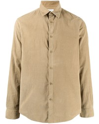 Мужская светло-коричневая вельветовая рубашка с длинным рукавом от Sunspel