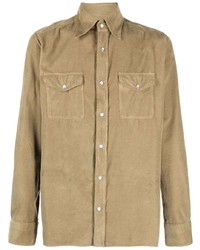 Мужская светло-коричневая вельветовая рубашка с длинным рукавом от Tom Ford
