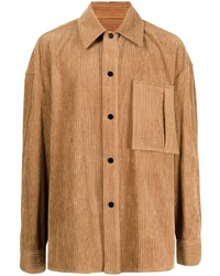 Мужская светло-коричневая вельветовая рубашка с длинным рукавом от Wooyoungmi
