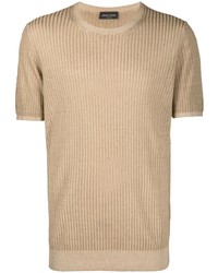 Мужская светло-коричневая вязаная футболка с круглым вырезом от Roberto Collina