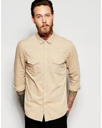 Мужская светло-коричневая джинсовая рубашка от Asos