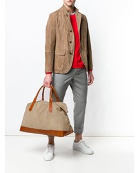 Мужская светло-коричневая дорожная сумка из плотной ткани от Eleventy