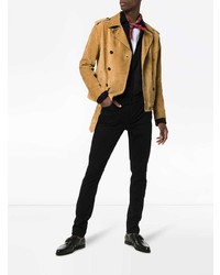 Мужская светло-коричневая замшевая куртка-рубашка от Saint Laurent