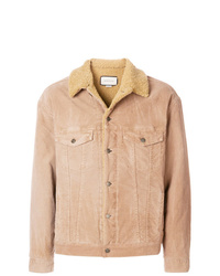 Мужская светло-коричневая замшевая куртка-рубашка от Gucci