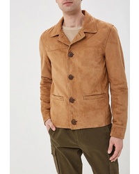 Мужская светло-коричневая замшевая куртка-рубашка от Oakwood