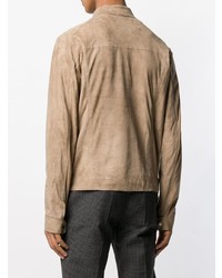 Мужская светло-коричневая замшевая куртка-рубашка от Salvatore Santoro