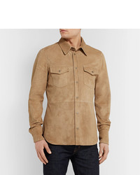 Мужская светло-коричневая замшевая куртка-рубашка от Tom Ford