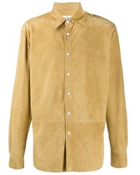 Мужская светло-коричневая замшевая рубашка с длинным рукавом от Loewe