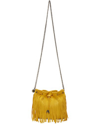 Светло-коричневая замшевая сумка-мешок c бахромой от Stella McCartney