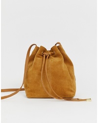 Светло-коричневая замшевая сумка-мешок от ASOS DESIGN
