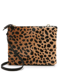 Светло-коричневая замшевая сумка через плечо с леопардовым принтом