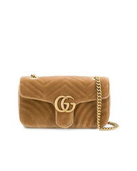Светло-коричневая замшевая сумка через плечо от Gucci