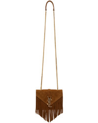 Женская светло-коричневая замшевая сумка от Saint Laurent