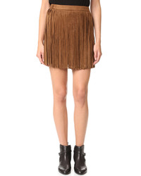 Светло-коричневая замшевая юбка c бахромой от BB Dakota